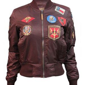 Miss Top Gun Med Maroon MA-I Patched Bomber Jacket